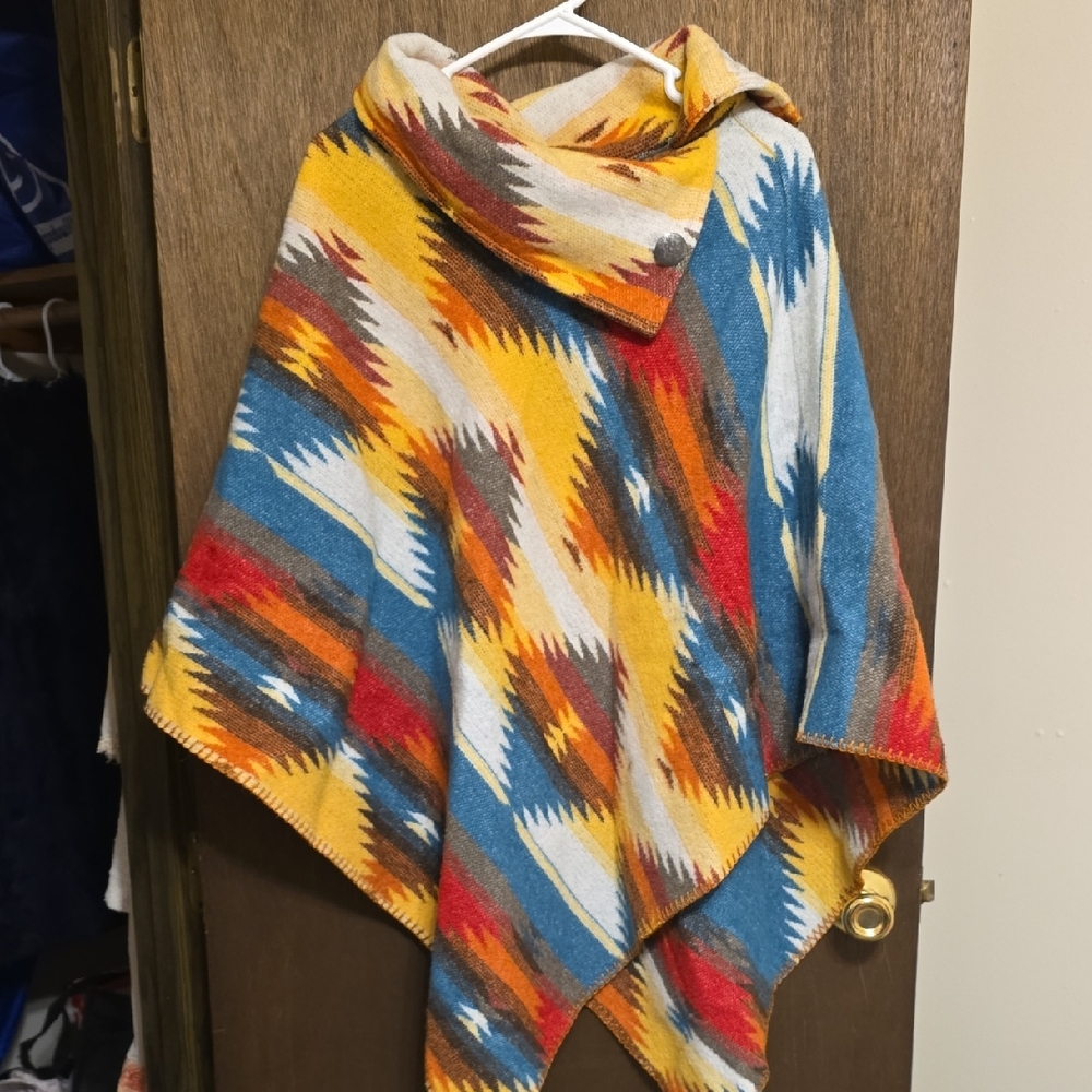 Rhonda Stark Multicolor Geometric Poncho
